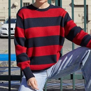 Brandy Melville John Galt red and navy Tate sweater